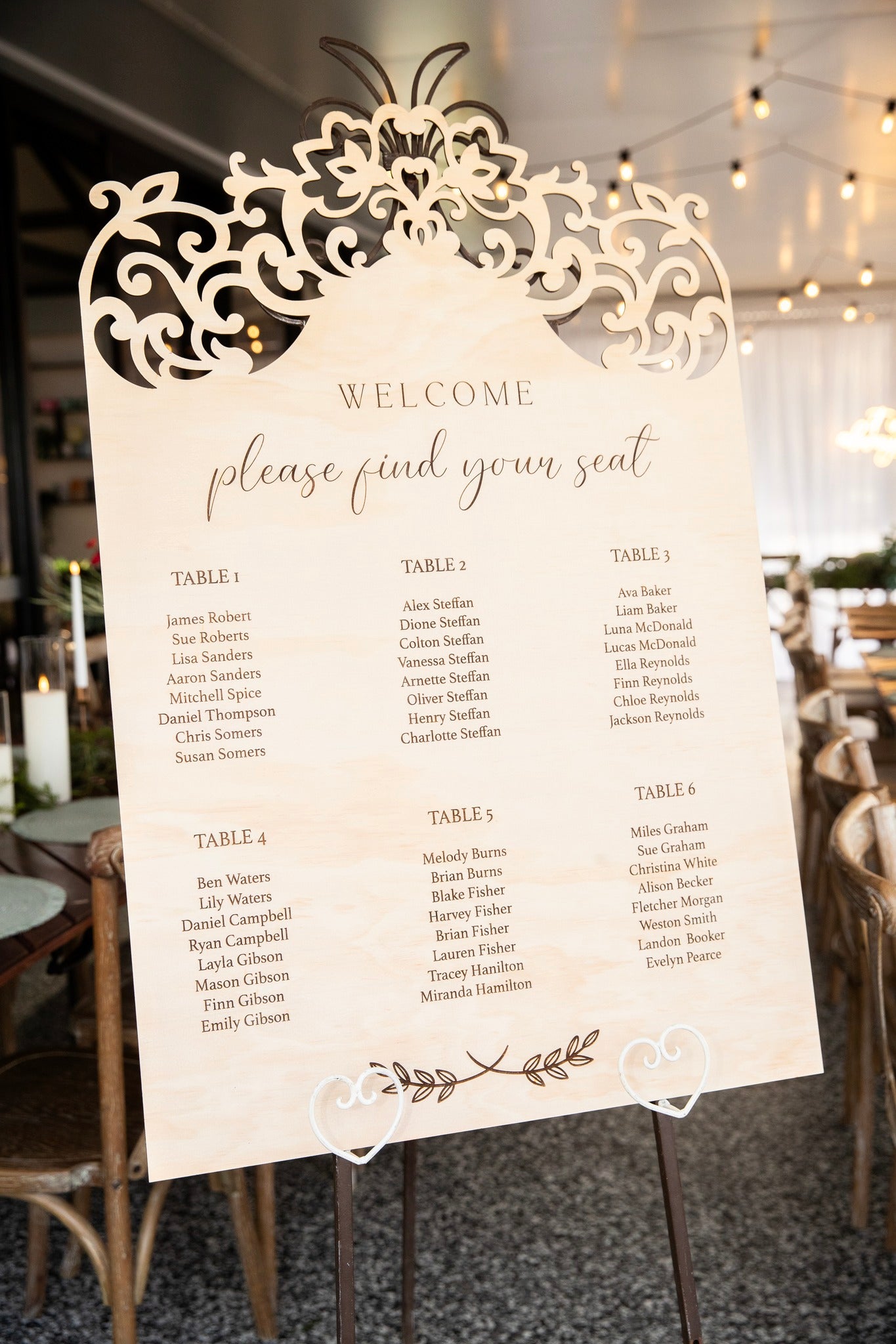 Seating Chart - Wood Boroque