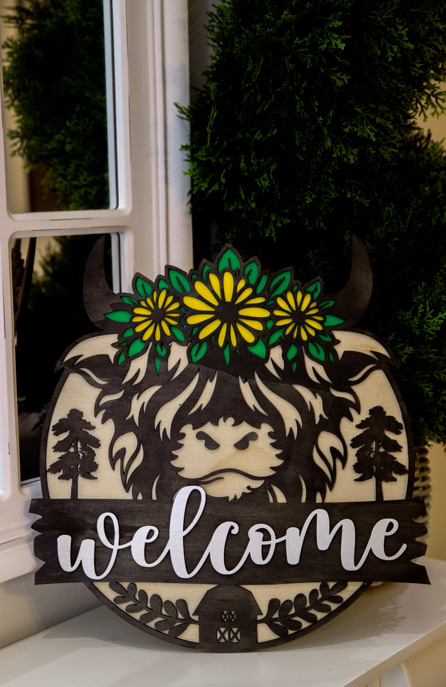 Welcome Sign - Highland Cow