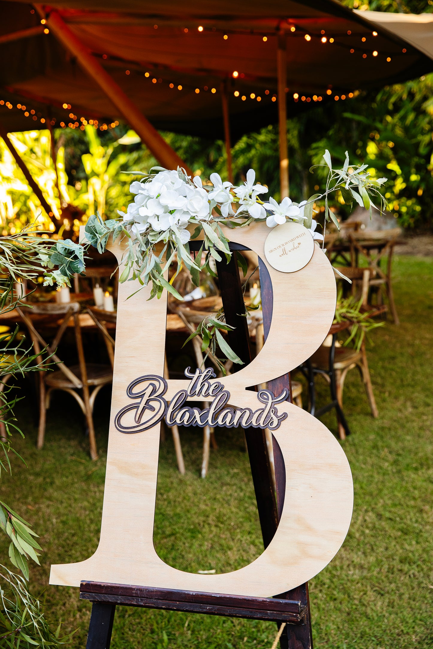 Wood Guest Book Initial Sign