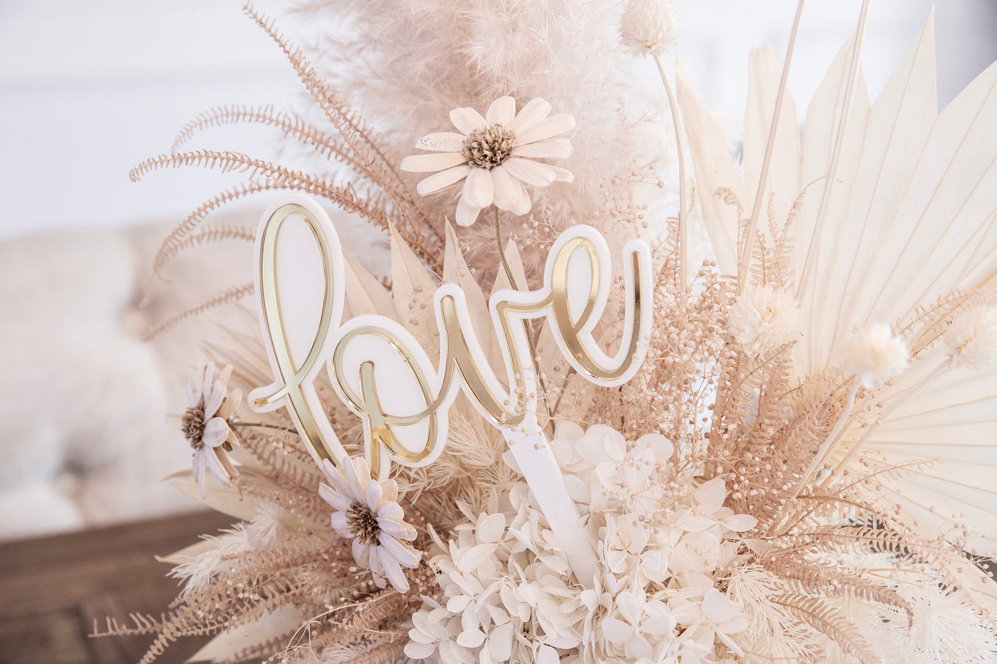 Cake Topper: Gold on White Love