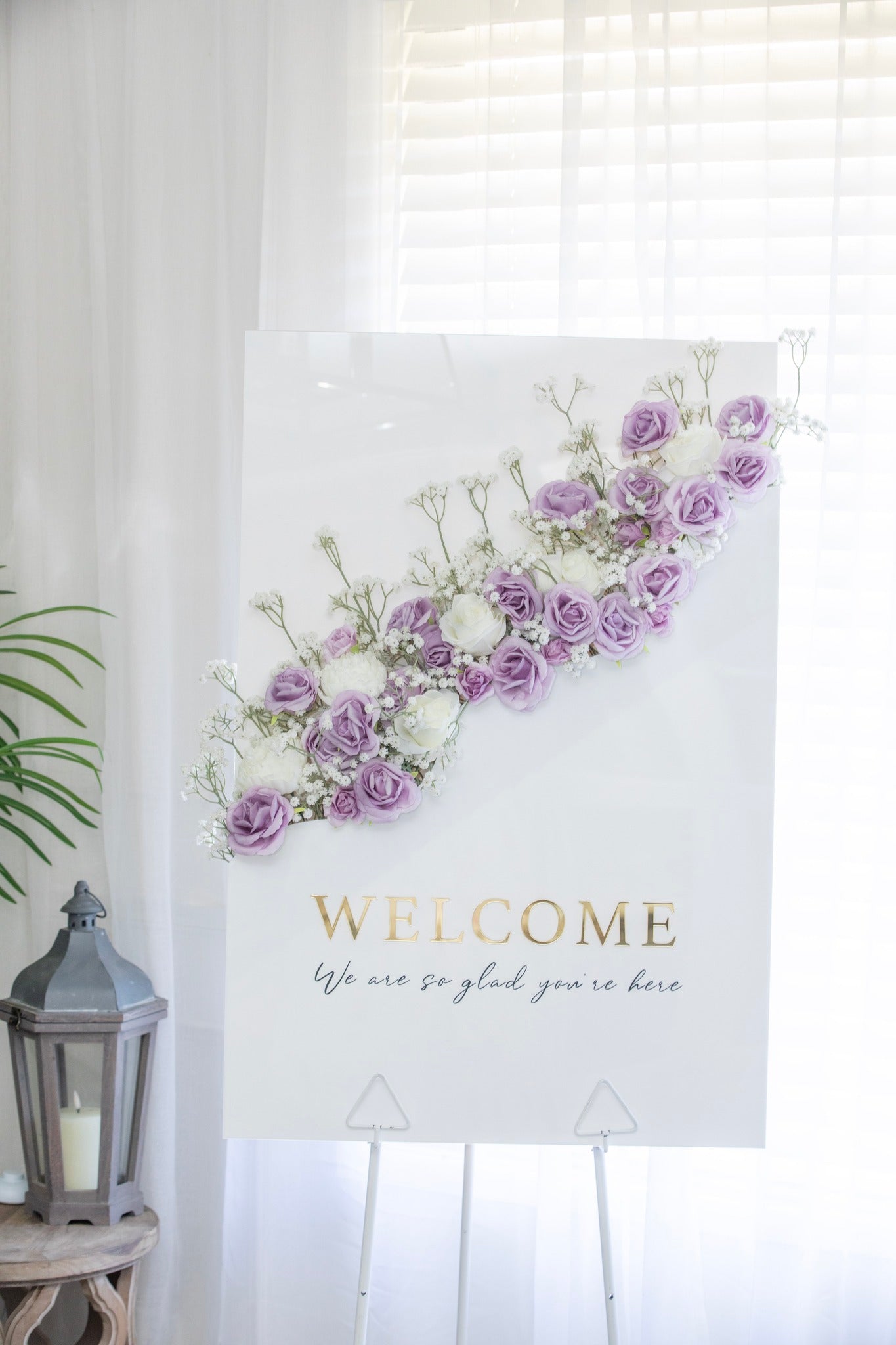 Welcome Floral Wave Box Acrylic Sign