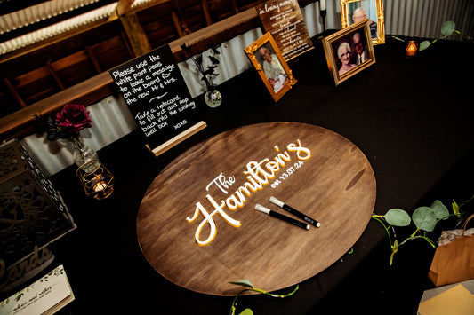 Round Wood Signing Board