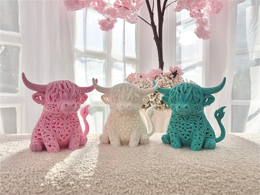 Baroque Light Up 3D Printed Highland Cow