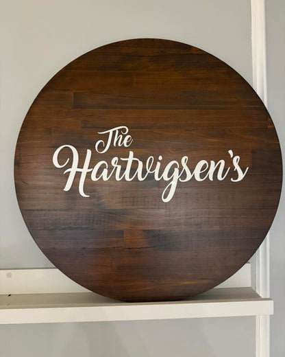 Round Wood Signing Board