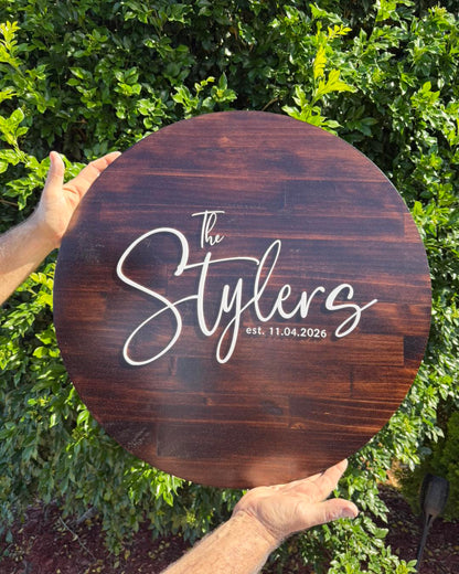Round Wood Signing Board
