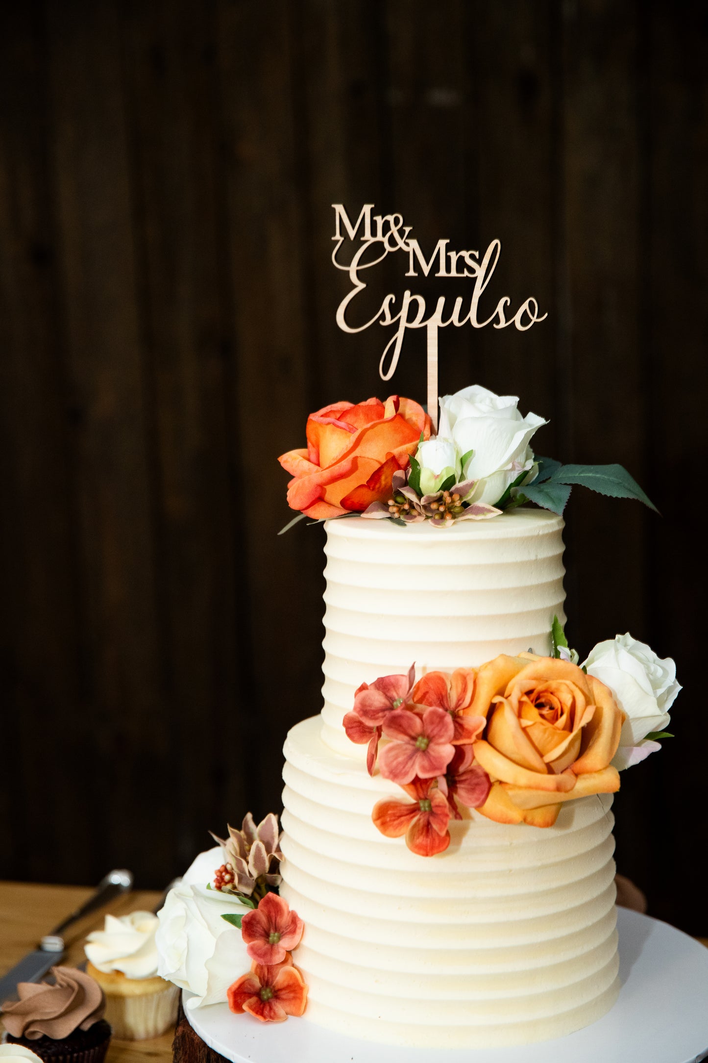 Custom Designed Cake Topper - Wood Single Layer