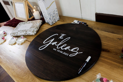Round Wood Signing Board